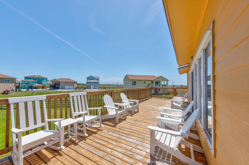 Deck with chairs overlooking the neighborhood